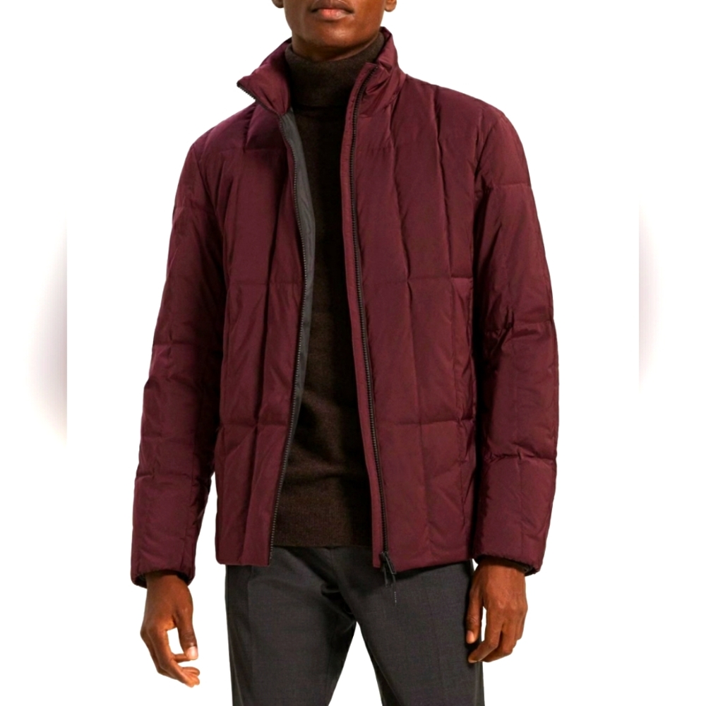 New!Theory Men's Down Puffer dark Amaranth city poly Retro Inspired Y2K Trendy